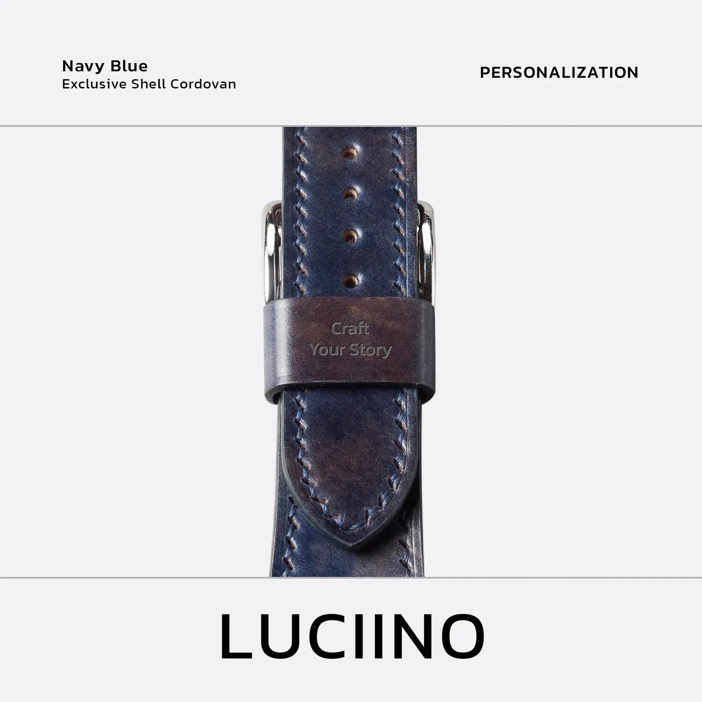 Apple Watch Band | LUCIINO Exclusive Shell Cordovan - Navy Blue 45/49mm